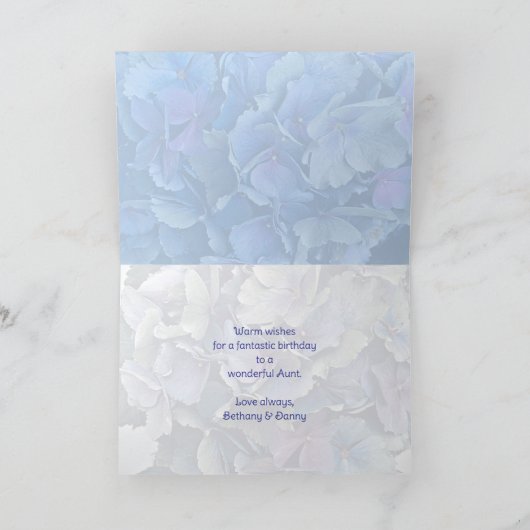 Blue Hydrangeas Happy Birthday Kaart (Binnen)