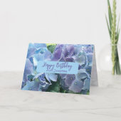Blue Hydrangeas Happy Birthday Kaart (Voorkant)