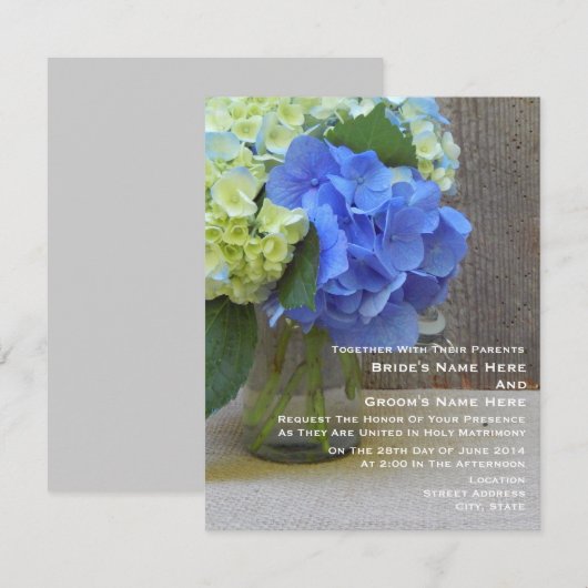 Blue Hydrangeas in een marineverbinding Kaart (Voorkant / Achterkant)