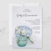 Blue Hydrangeas in Jar Vase Quinceanera Party Kaart (Voorkant)