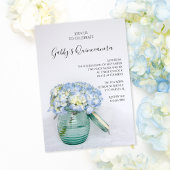 Blue Hydrangeas in Jar Vase Quinceanera Party Kaart