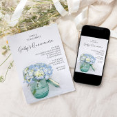 Blue Hydrangeas in Jar Vase Quinceanera Party Kaart