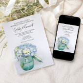 Blue Hydrangeas in Vase Wedding Rehearsal Dinner Kaart