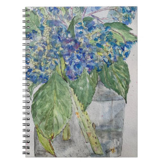 Blue Hydrangeas in Water spiral notebook Notitieboek