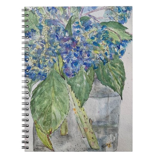 Blue Hydrangeas in Water spiral notebook Notitieboek (Voorkant)