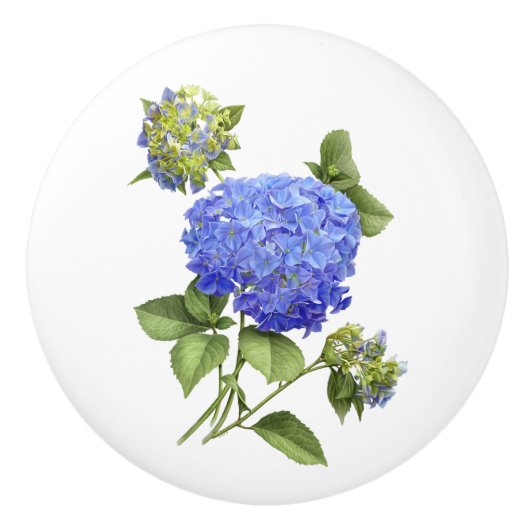 Blue Hydrangeas Keramische Knop (Voorkant)