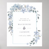 Blue Hydrangeas Lijst Waterverf Weddenschap Welkom Poster (Voorkant)