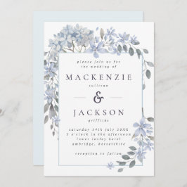 Blue Hydrangeas Lijst Waterverf Wedding Kaart