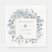 Blue Hydrangeas Lijst Waterverf Wedding Servet (Voorkant)