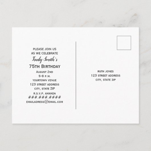 Blue Hydrangeas Mason Jar Mature Birthday Party Uitnodiging Briefkaart (Achterkant)