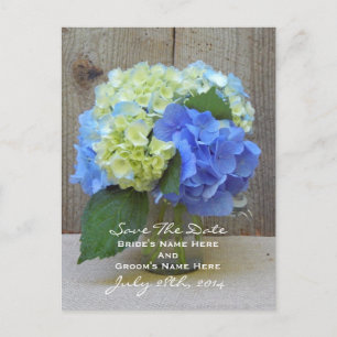 Blue Hydrangeas Mason Jar Save the Date Briefkaart