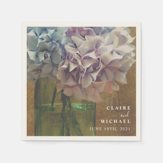 Blue Hydrangeas Mason Jar Wedding Servet (Voorkant)