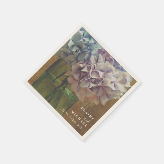 Blue Hydrangeas Mason Jar Wedding Servet (Hoek)