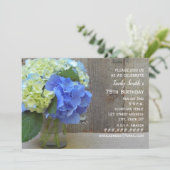 Blue Hydrangeas Mature Birthday Party Kaart (Staand voorkant)