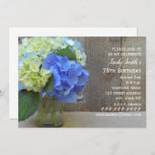 Blue Hydrangeas Mature Birthday Party Kaart (Voorkant / Achterkant)