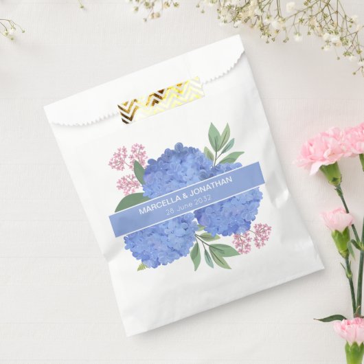 Blue Hydrangeas Modern Boeket Custom Bedankzakje (Gezegeld)