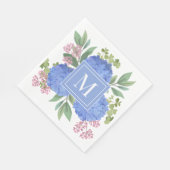 Blue Hydrangeas Modern Boeket Custom Monogram Servet (Hoek)