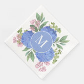 Blue Hydrangeas Modern Boeket Custom Monogram Servet (Hoek)