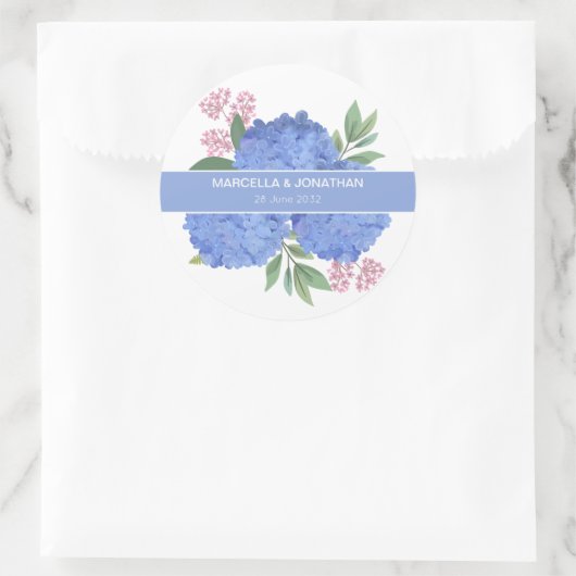 Blue Hydrangeas Modern Boeket Custom Ronde Sticker (Tas)