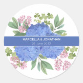 Blue Hydrangeas Modern Boeket Custom Ronde Sticker (Voorkant)
