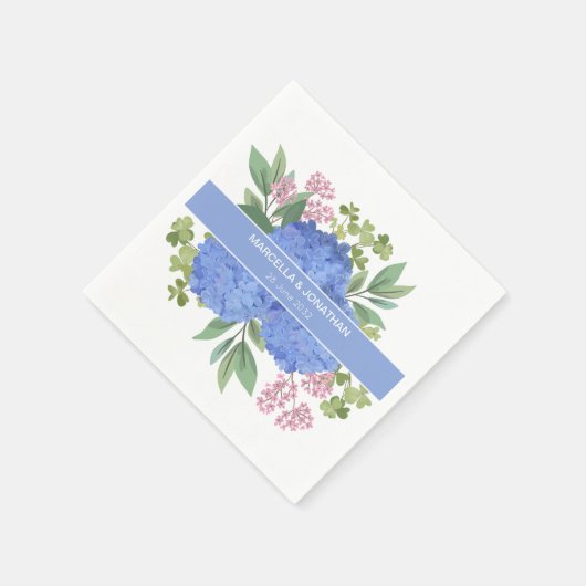 Blue Hydrangeas Modern Boeket Custom Servet (Hoek)