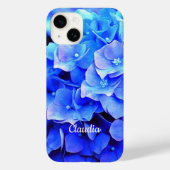 Blue Hydrangeas Monogrammed Floral Case-Mate iPhone Case (Achterkant)