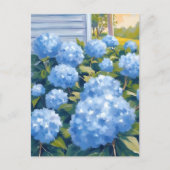 Blue Hydrangeas New England Coastal Waterverf Briefkaart (Voorkant)