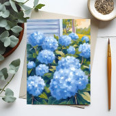 Blue Hydrangeas New England Coastal Waterverf Briefkaart