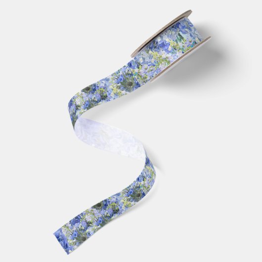 Blue Hydrangeas Pattern Satijnen Lint (Achterkant)