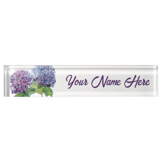 Blue Hydrangeas Personalized Nameplate Naambordje (Voorkant)