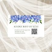 Blue Hydrangeas QR Code RSVP Behuizing Kaart