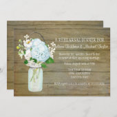 Blue Hydrangeas Rehearsal Rustic Country Mason Jar Kaart (Voorkant / Achterkant)