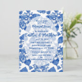 Blue Hydrangeas repetitie diner uitnodiging (Staand voorkant)