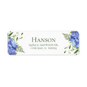 Blue Hydrangeas Return Address Etiket (Voorkant)