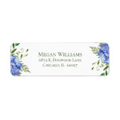 Blue Hydrangeas Return Address Etiket (Voorkant)