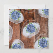 Blue Hydrangeas Rustic Wood 21st Birthday Party Kaart (Achterkant)