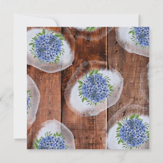 Blue Hydrangeas Rustic Wood 21st Birthday Party Kaart (Achterkant)