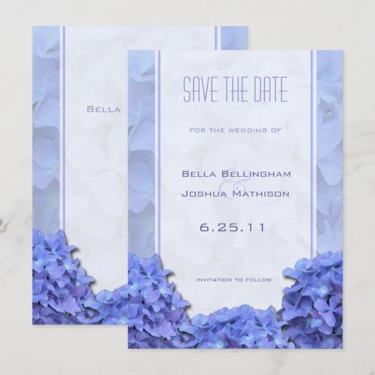 Blue Hydrangeas Save the Date Notice Kaart (Voorkant / Achterkant)