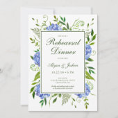 Blue Hydrangeas Script repetitie diner Kaart (Voorkant)