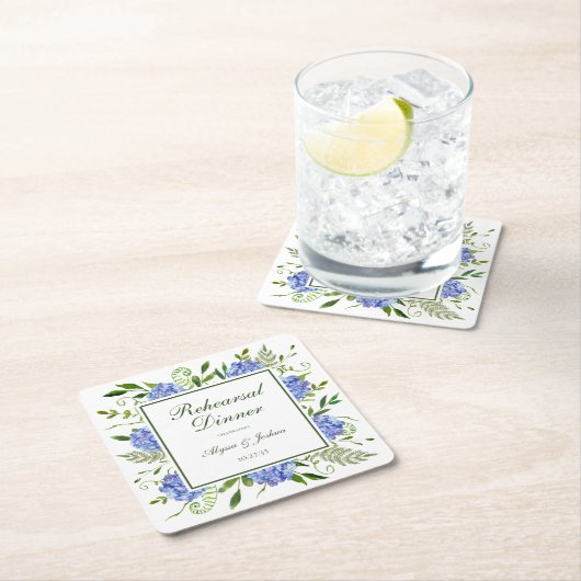 Blue Hydrangeas Script repetitie diner Kartonnen Onderzetters (Insitu)