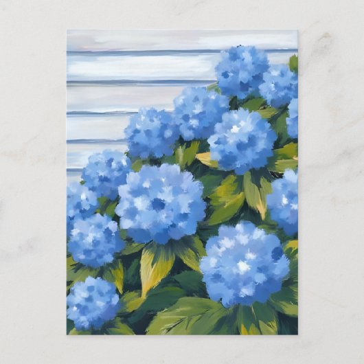 Blue Hydrangeas Struiken Bloemenschilderij Briefkaart (Voorkant)