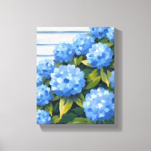 Blue Hydrangeas Struiken Bloemenschilderij Canvas Afdruk (Voorkant)