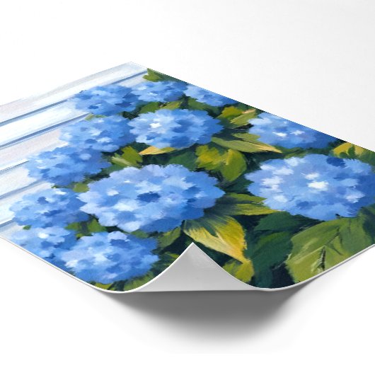 Blue Hydrangeas Struiken Bloemenschilderij Poster (Hoek)