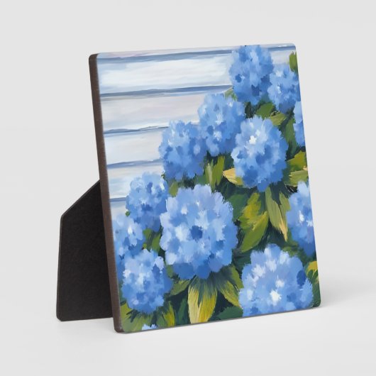 Blue Hydrangeas Struiken Bloemenschilderkunst Fotoplaat (Voorkant)