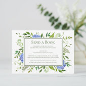 Blue Hydrangeas Stuur een boek Virtual Baby shower Informatiekaartje (Staand voorkant)