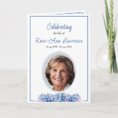 Blue Hydrangeas Summer Flowers Funeral Folded Programma (Voorkant)