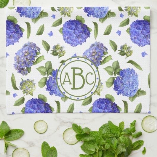 Blue Hydrangeas Theedoek (Gevouwen)