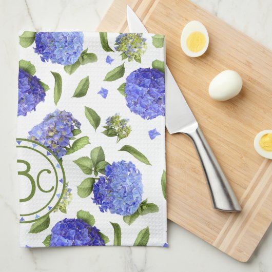 Blue Hydrangeas Theedoek (Quarter Fold)