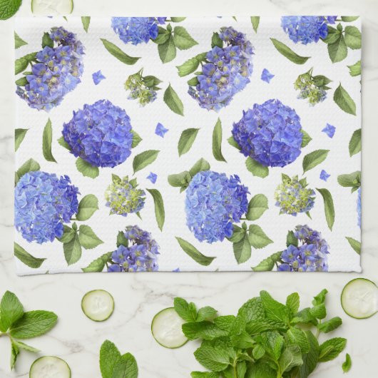 Blue Hydrangeas Theedoek (Gevouwen)