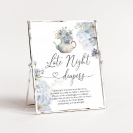 Blue Hydrangeas theefeest baby Late nacht luiers Poster